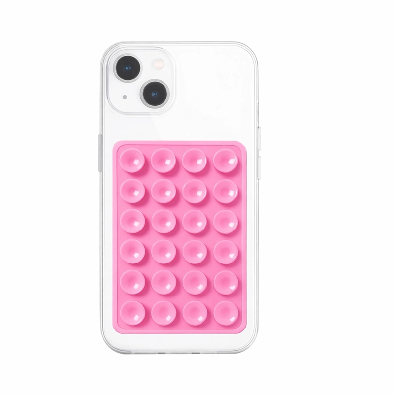 SOPORTE DE SILICONA JOIGO VENTOSA ADHESIVO CELULAR ROSADO - 1