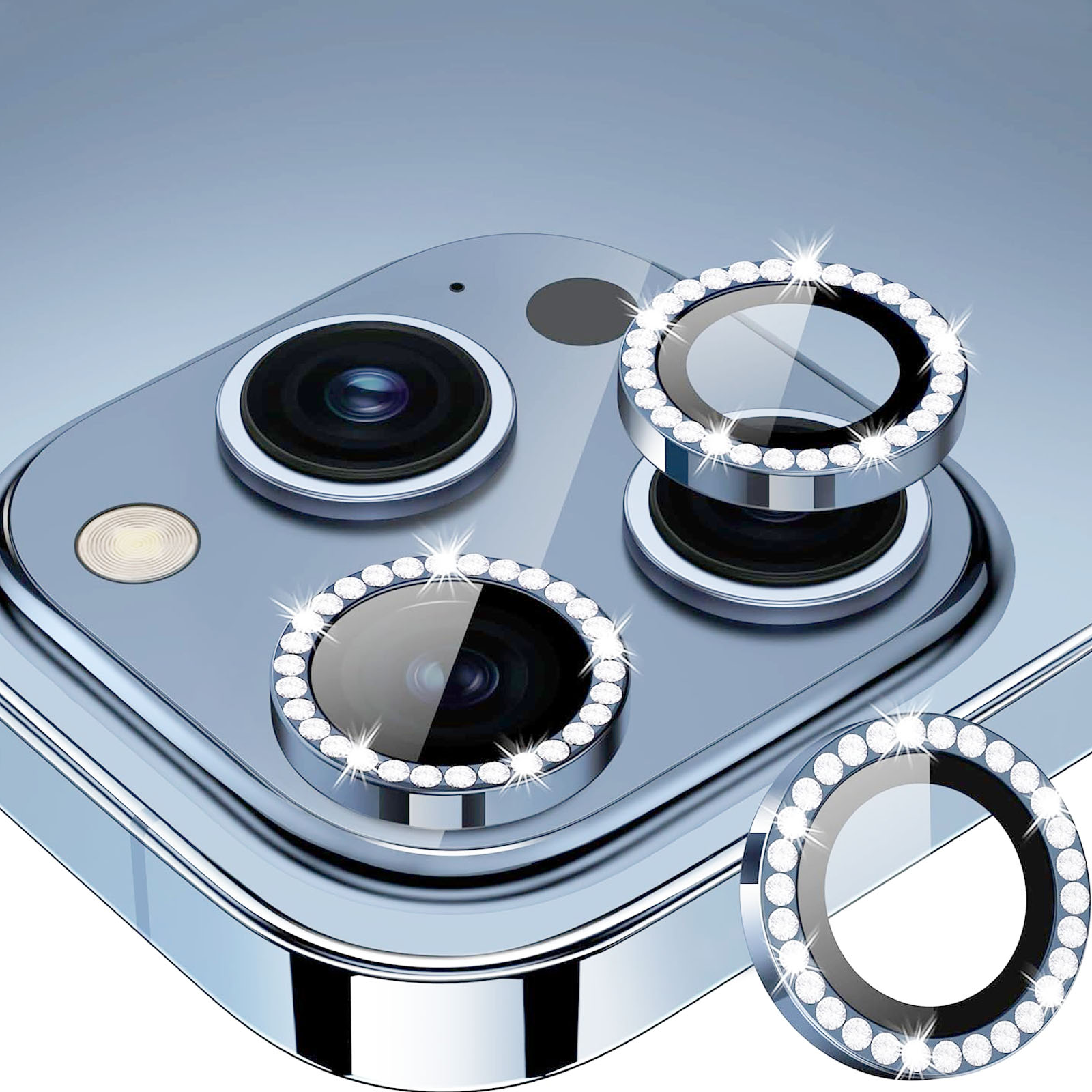 GENÉRICO PROTECTOR JOIGO LENTE CAMARA PARA IPHONE 15 PRO MAX DIAMANTE AZUL