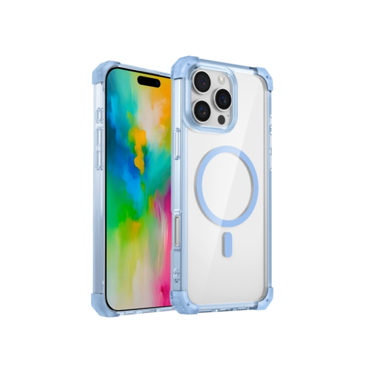 GENÉRICO CARCASA IPHONE 16 PRO MAX JOIGO CLEAR MAGSAFE CELESTE