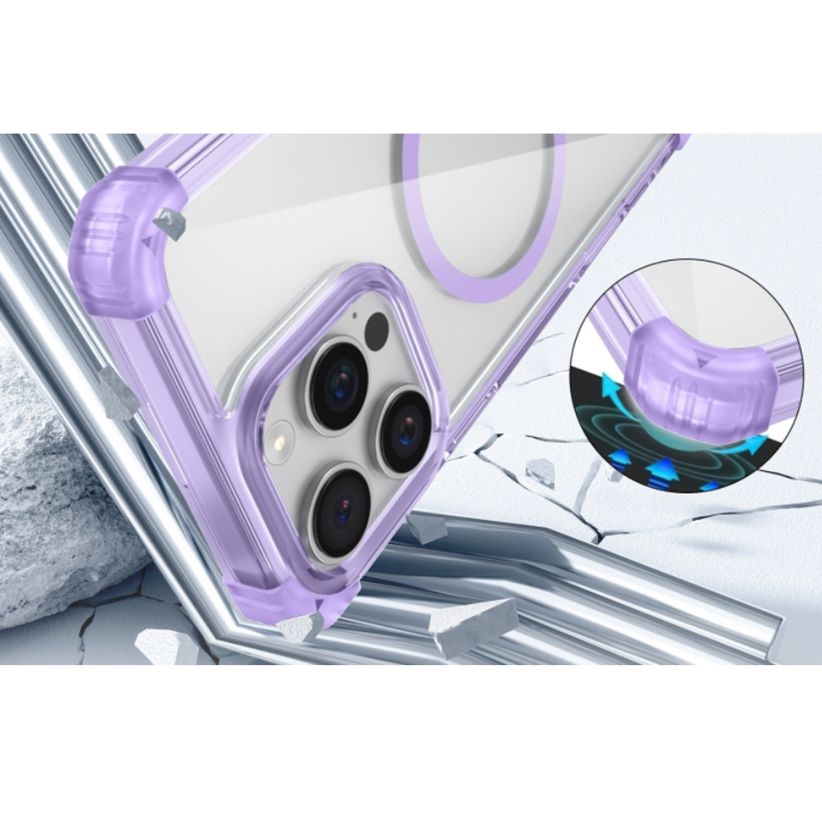 CARCASA IPHONE 16 PRO MAX JOIGO CLEAR MAGSAFE MORADA - 2