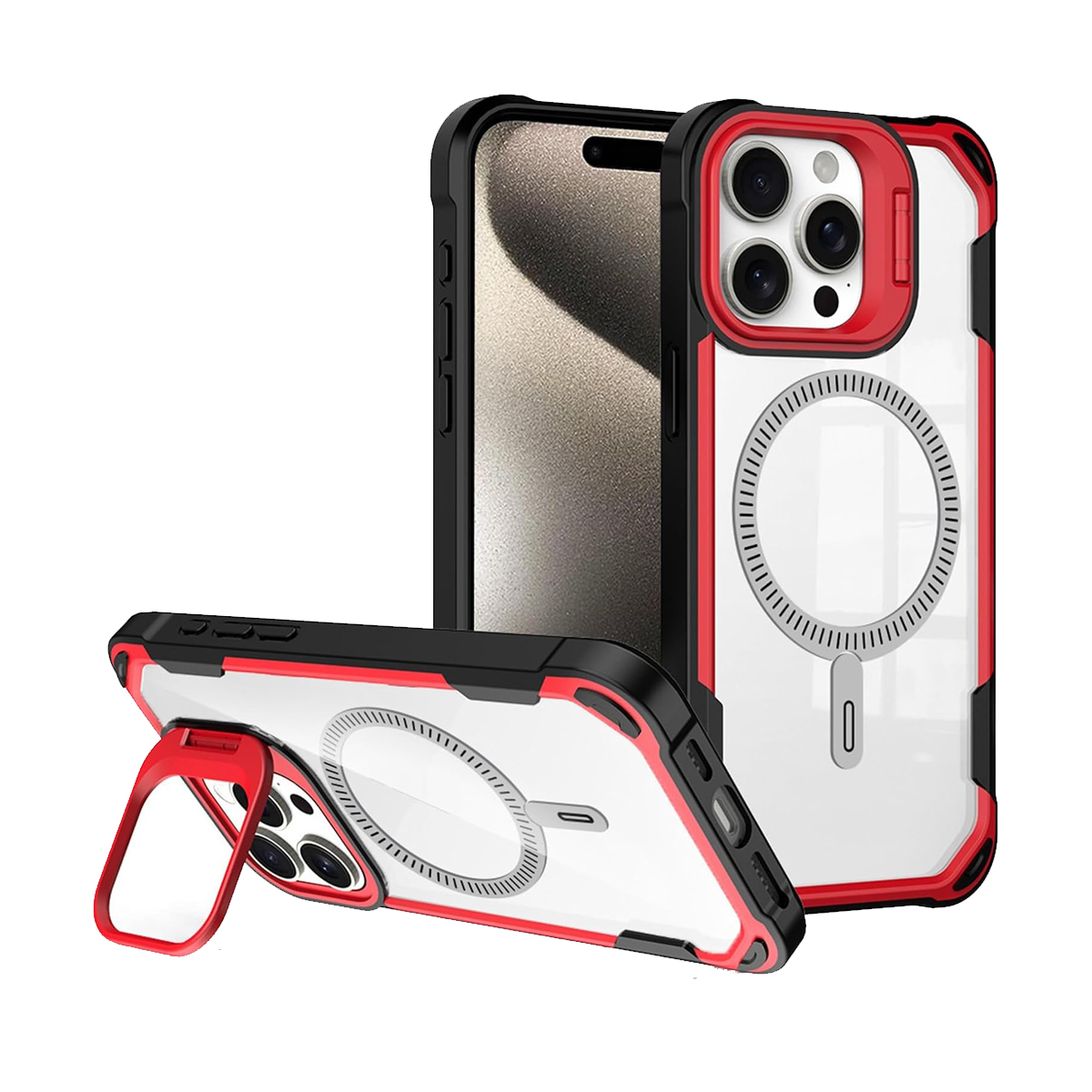 CARCASA IPHONE 16 PRO JOIGO CON SOPORTE MAGSAFE ROJO - 1