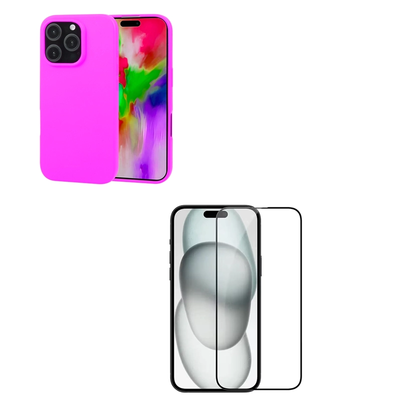 GENÉRICO CARCASA IPHONE 16 PRO JOIGO LAMINA VIDRIO FUCSIA