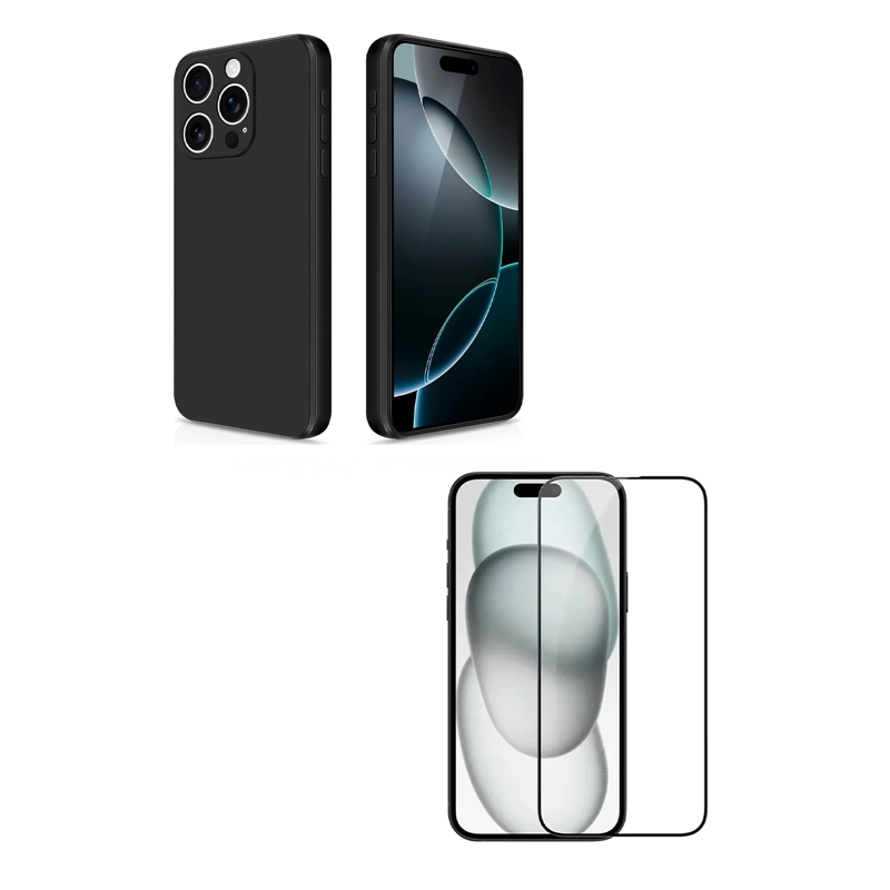 CARCASA IPHONE 16 PRO JOIGO LAMINA VIDRIO NEGRO - 1