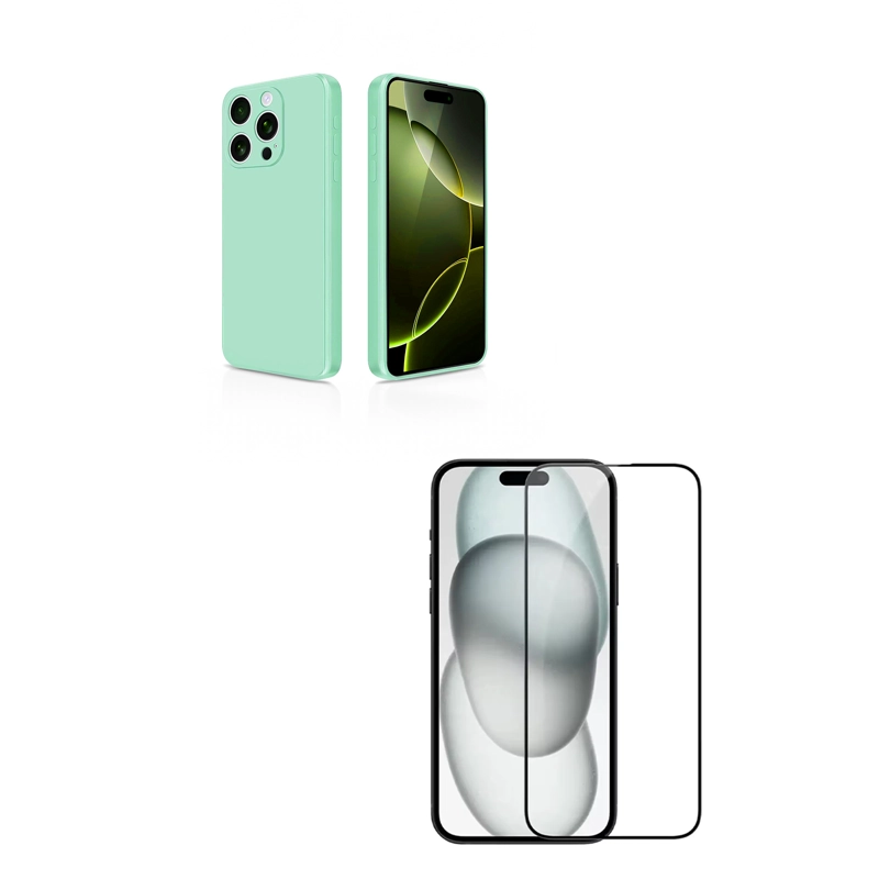 CARCASA IPHONE 16 PRO JOIGO LAMINA VIDRIO TURQUESA - 1