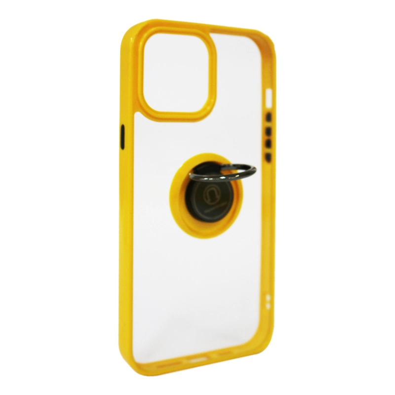 CARCASA ANTI-SHOCK COMPATIBLE CON IPHONE 13 PRO CON ANILLO AMARILLO - 2