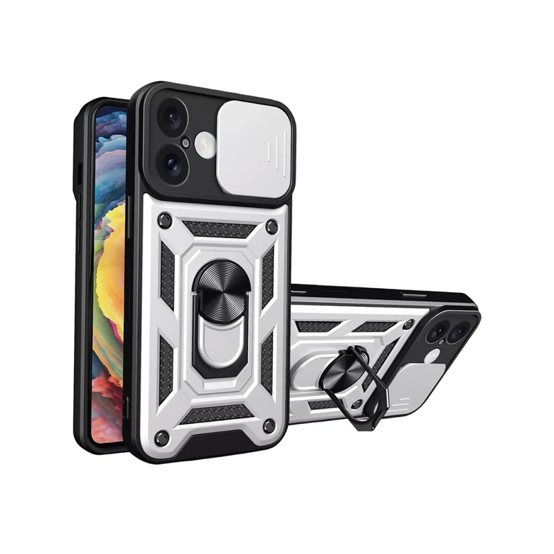 CARCASA IPHONE 16 JOIGO ARMOR CON ANILLO GRIS - 1