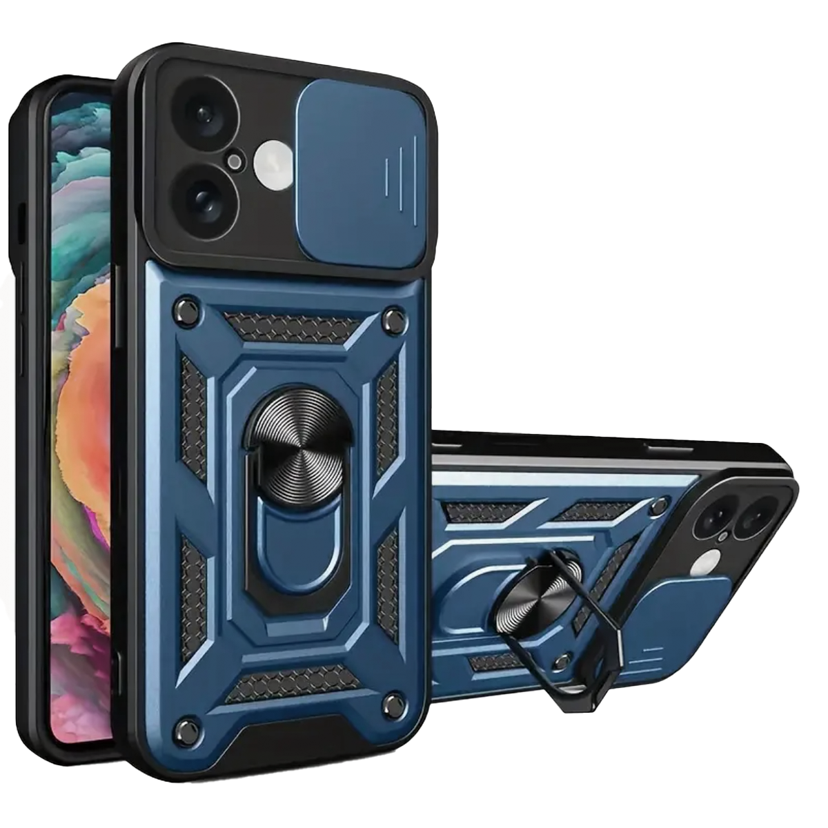 JOIGO CARCASA IPHONE 16 JOIGO ARMOR CON ANILLO AZUL