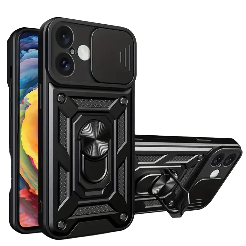 JOIGO CARCASA IPHONE 16 JOIGO ARMOR CON ANILLO NEGRO