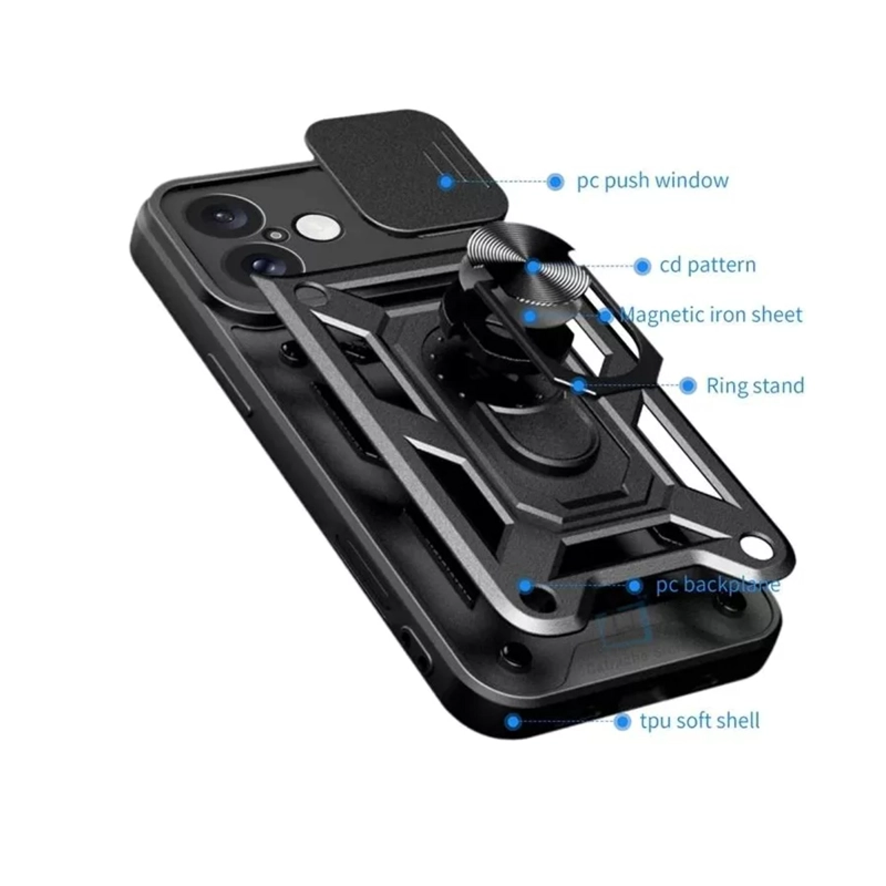 CARCASA IPHONE 16 JOIGO ARMOR CON ANILLO NEGRO - 2