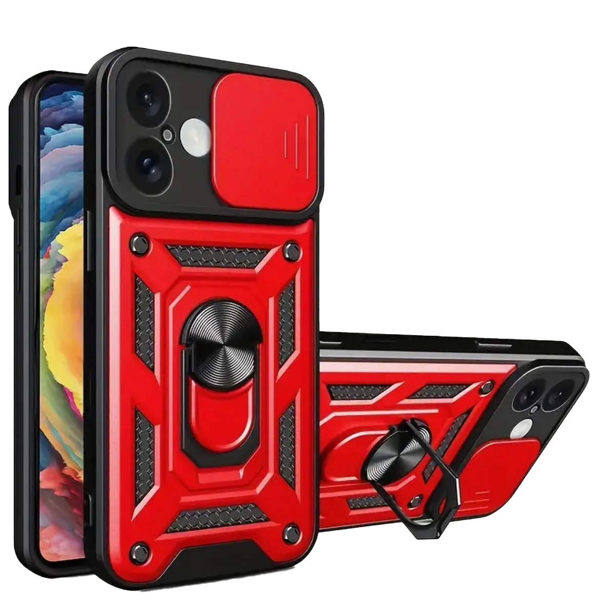 JOIGO CARCASA IPHONE 16 JOIGO ARMOR CON ANILLO ROJO