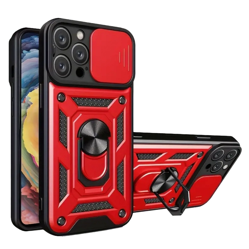 CARCASA IPHONE 16 PRO JOIGO ARMOR CON ANILLO ROJO - 1