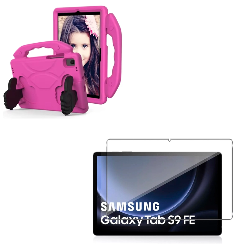 CARCASA NIÑO ANTIGOLPE COMPATIBLE CON TABLET SAMSUNG S9 FE 10.9 + MICA FUCSIA - 1