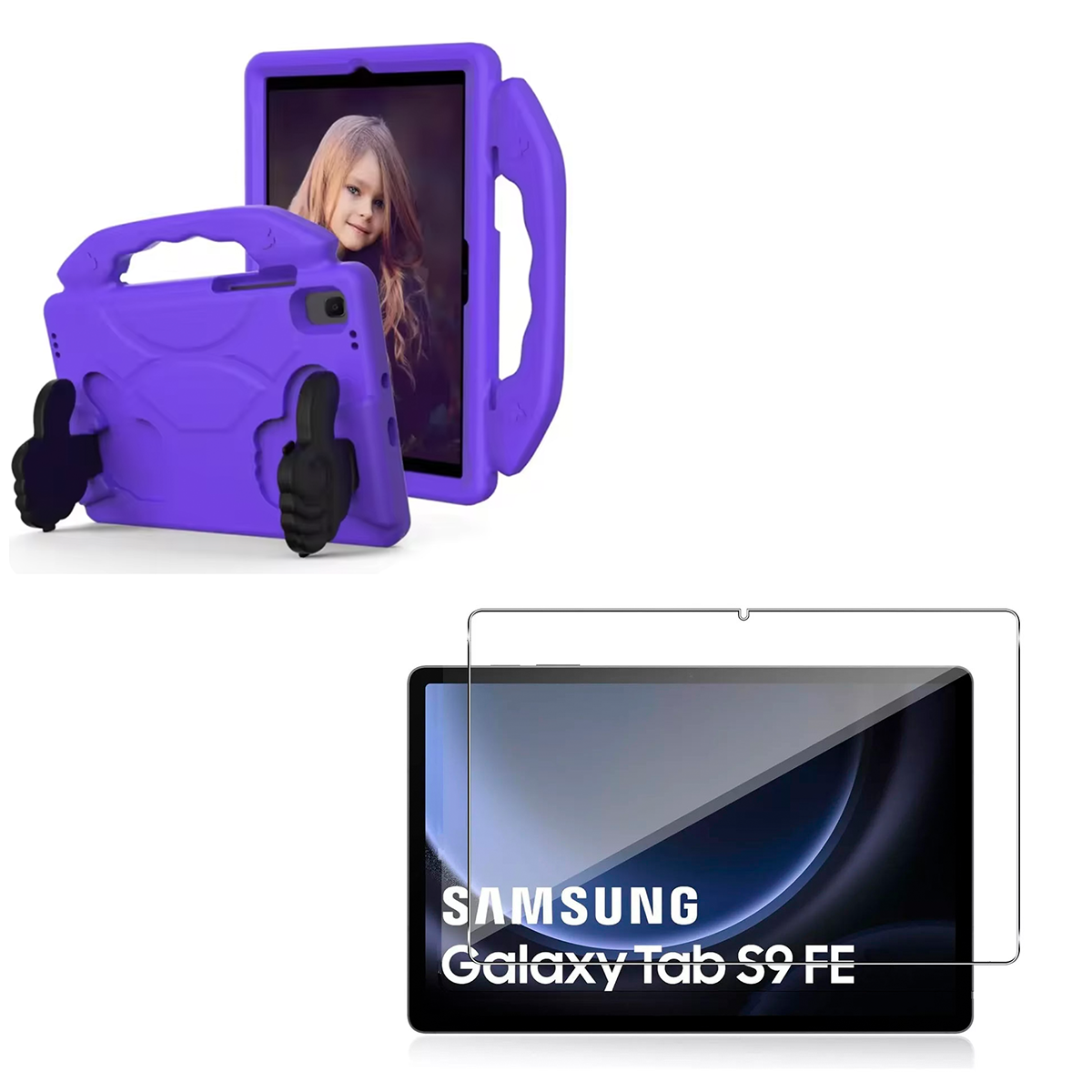 CARCASA JOIGO NIÑO ANTIGOLPE PARA TABLET SAMSUNG S9 FE 10.9 + MICA MORADO - 1