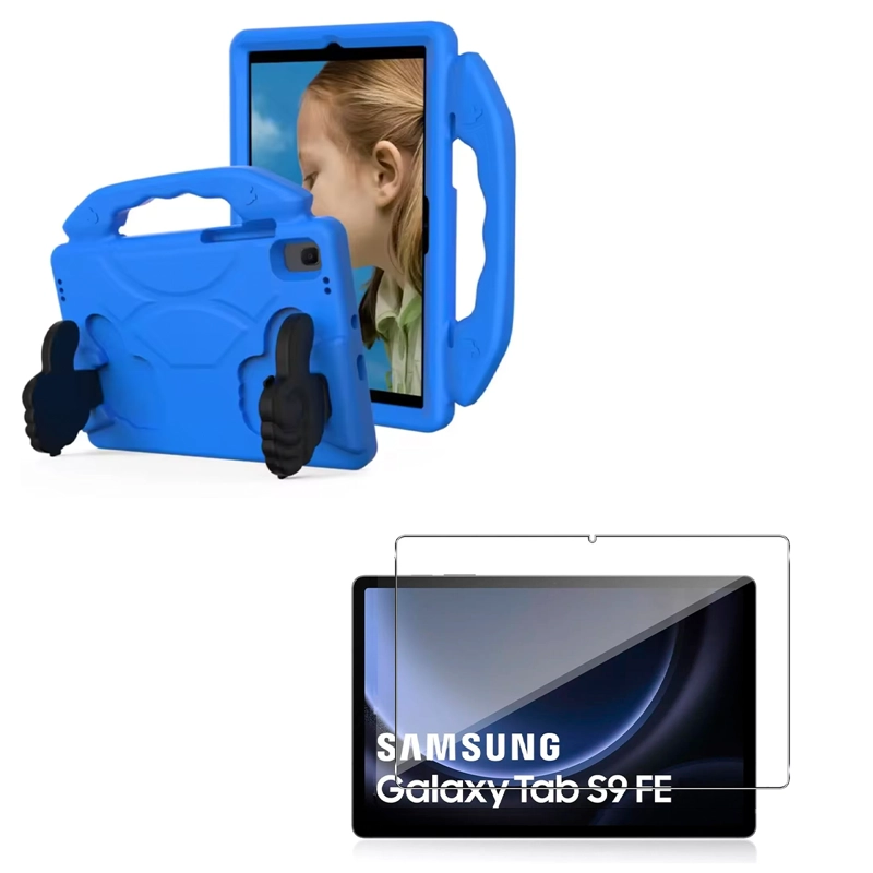 CARCASA NIÑO ANTIGOLPE COMPATIBLE CON TABLET SAMSUNG S9 FE 10.9 + MICA AZUL - 1