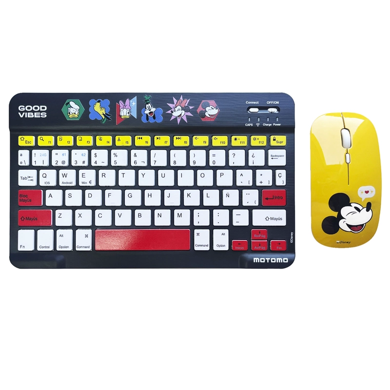 COMBO TECLADO MOUSE INALAMBRICO RECARGABLE BLUETOOTH DISNEY NEGRO - 1