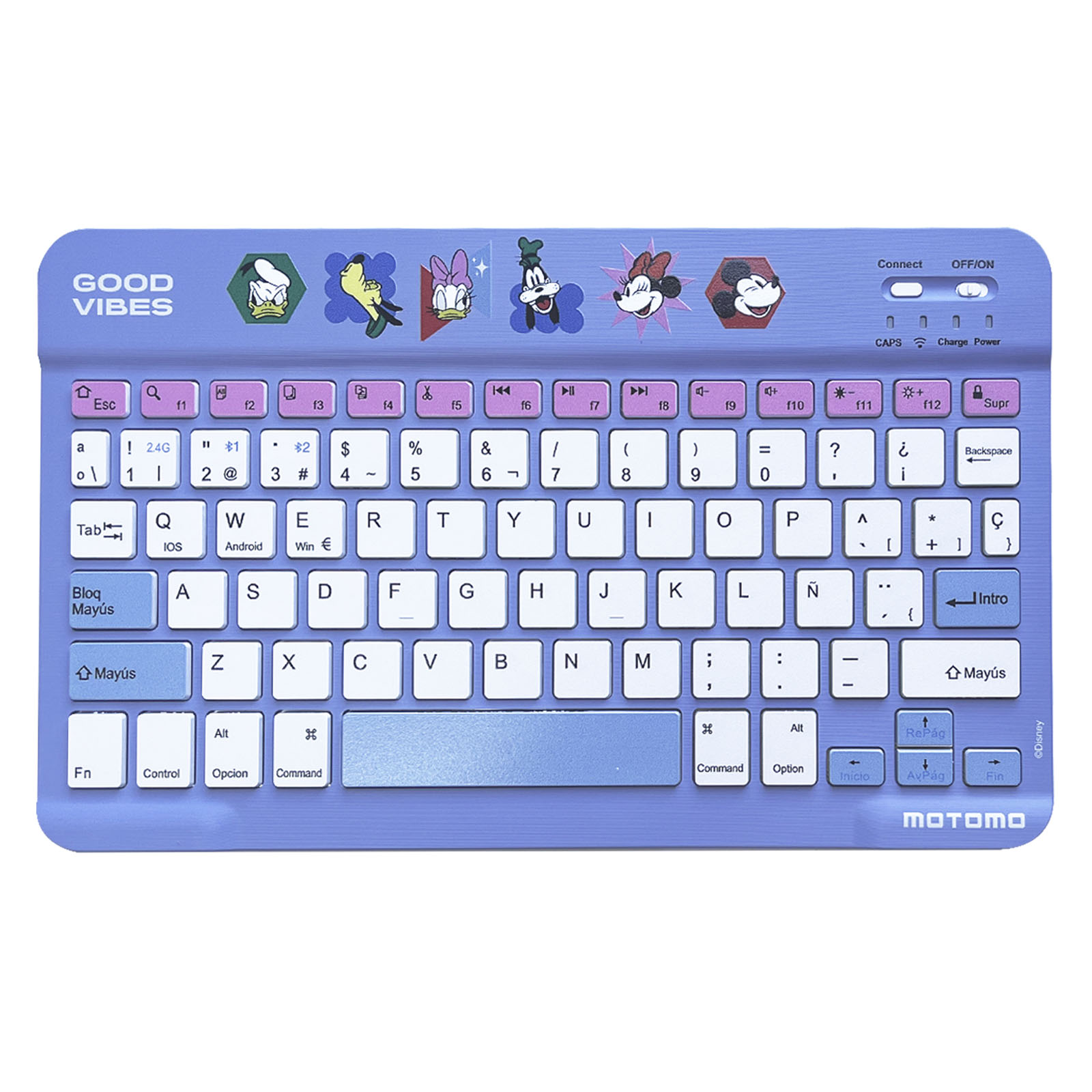 COMBO TECLADO, MOUSE INALAMBRICO RECARGABLE BLUETOOTH DISNEY LILA - 2