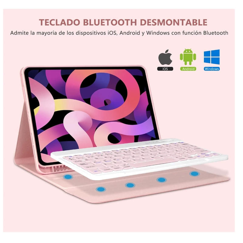 FUNDA CON TECLADO ESPAÑOL PARA IPAD AIR 11 6TA GEN M2 2024 ROSA - 3
