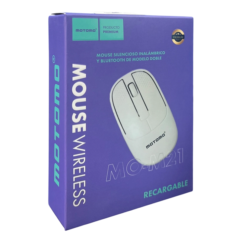 MOUSE INALAMBRICO DUAL USB/BLUETOOTH RECARGABLE 1200DPI BLANCO - 4