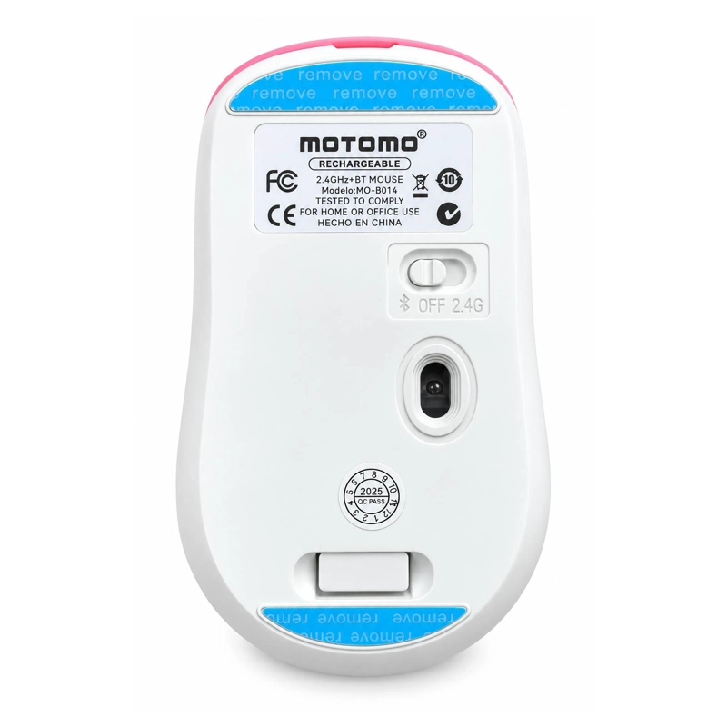 MOUSE INALAMBRICO DUAL USB/BLUETOOTH RECARGABLE 1800DPI ROSA - 4