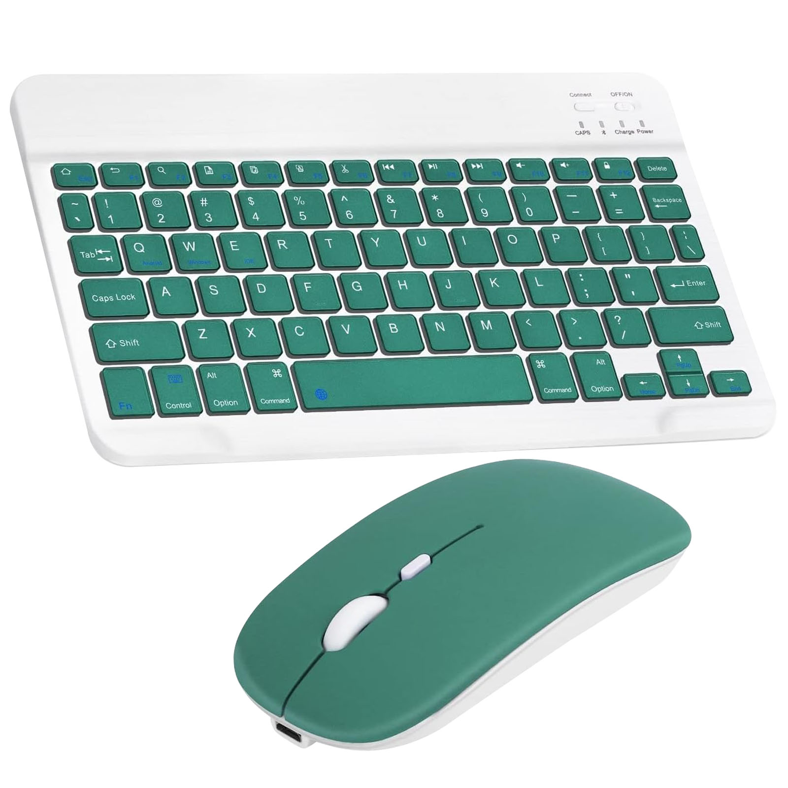 COMBO TECLADO MOUSE INALAMBRICO BLUETOOTH RECARGABLE VERDE - 1