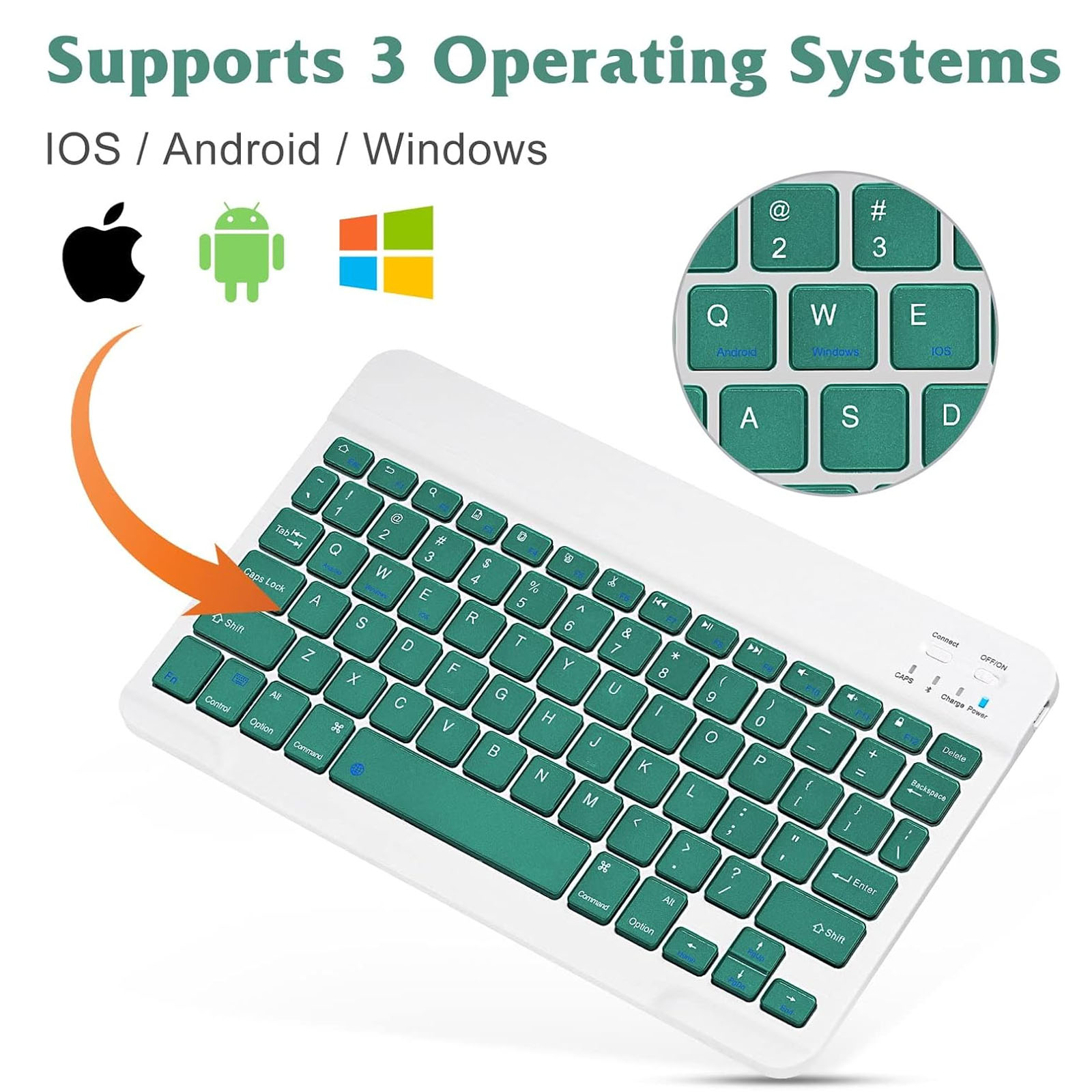 COMBO TECLADO MOUSE INALAMBRICO BLUETOOTH RECARGABLE VERDE - 3