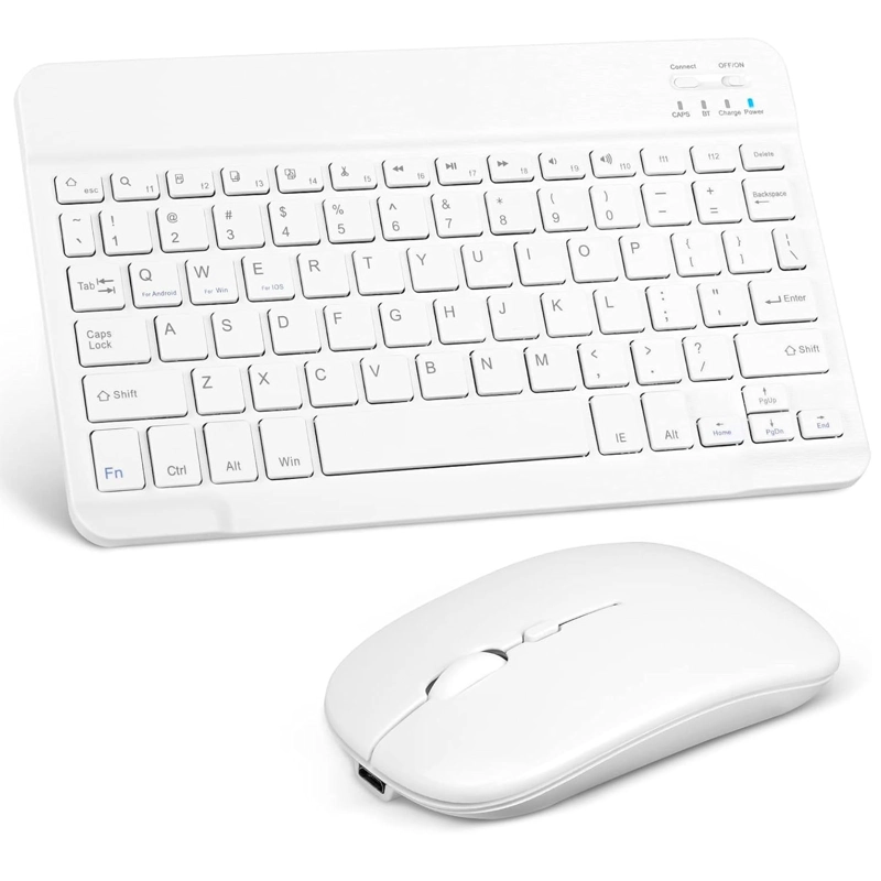 COMBO TECLADO MOUSE INALAMBRICO BLUETOOTH RECARGABLE BLANCO - 1