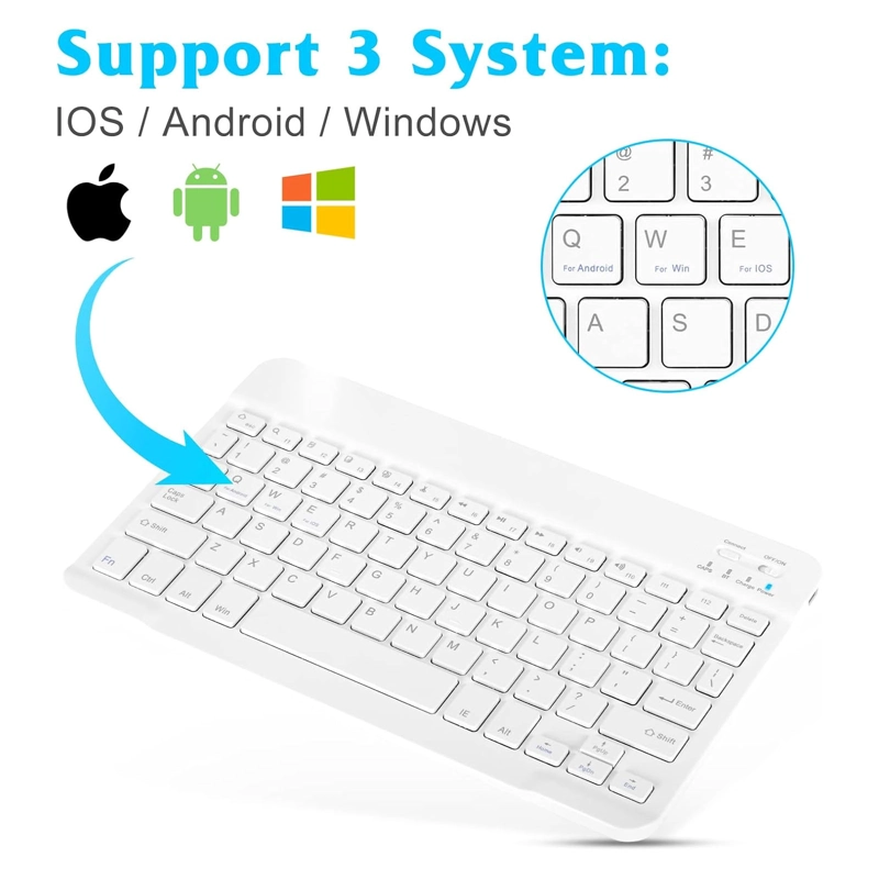 COMBO TECLADO MOUSE INALAMBRICO BLUETOOTH RECARGABLE BLANCO - 3