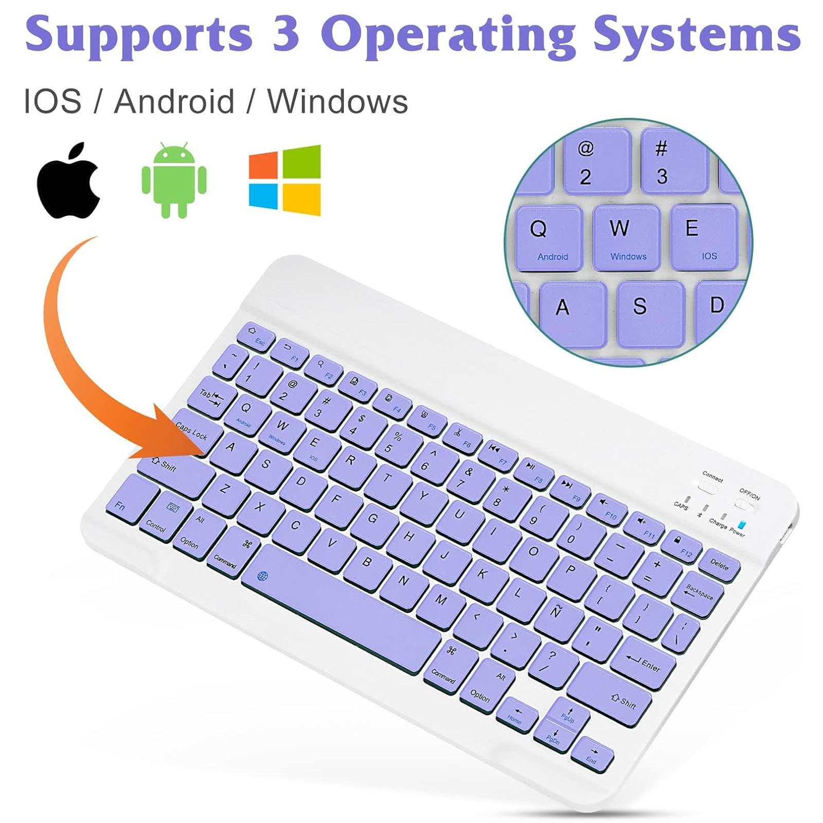COMBO TECLADO MOUSE BLUETOOTH ESPAÑOL CON Ñ RECARGABLE LILA - 3