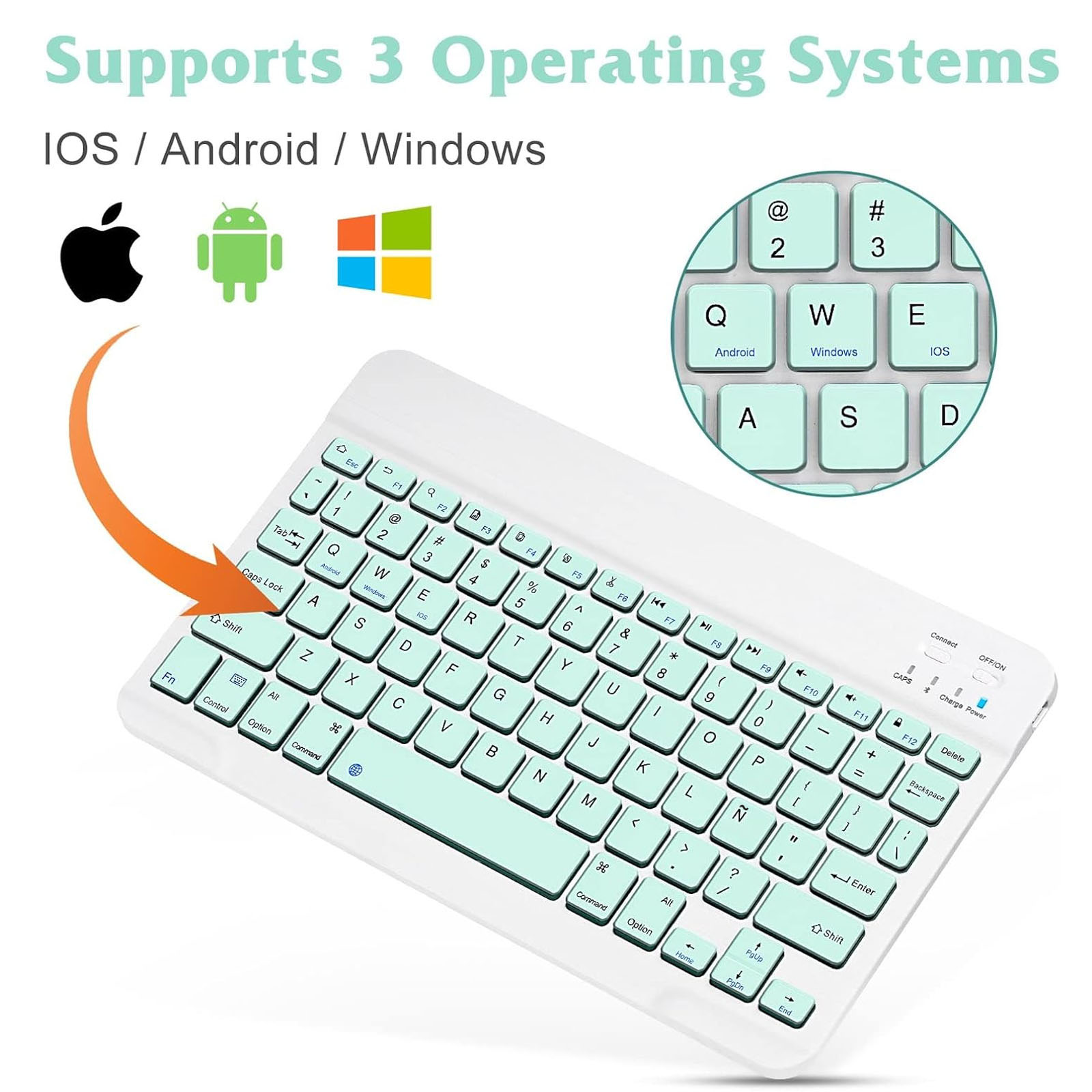 COMBO TECLADO MOUSE BLUETOOTH ESPAÑOL CON Ñ RECARGABLE TURQUESA - 3