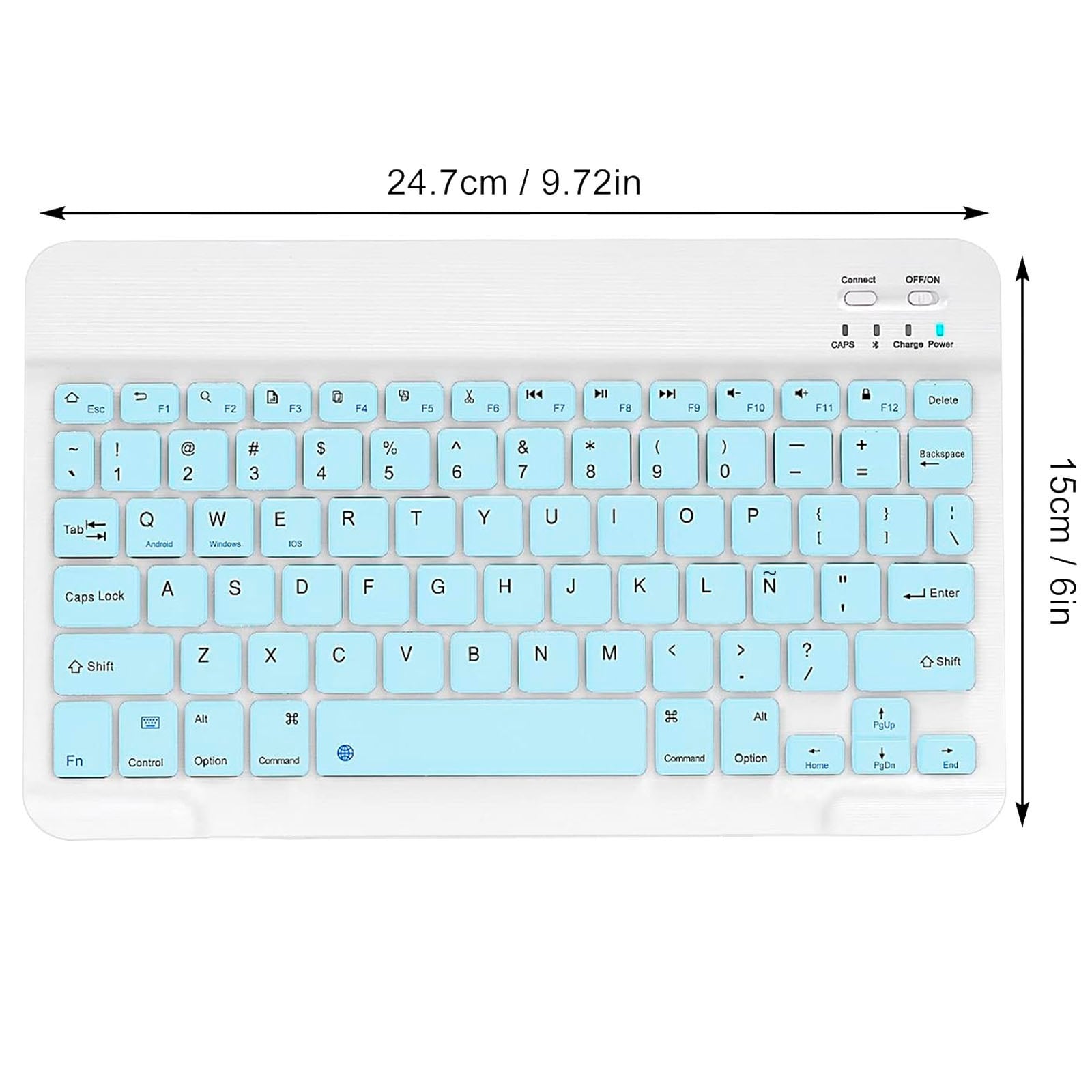 COMBO TECLADO MOUSE BLUETOOTH ESPAÑOL CON Ñ RECARGABLE CELESTE - 2