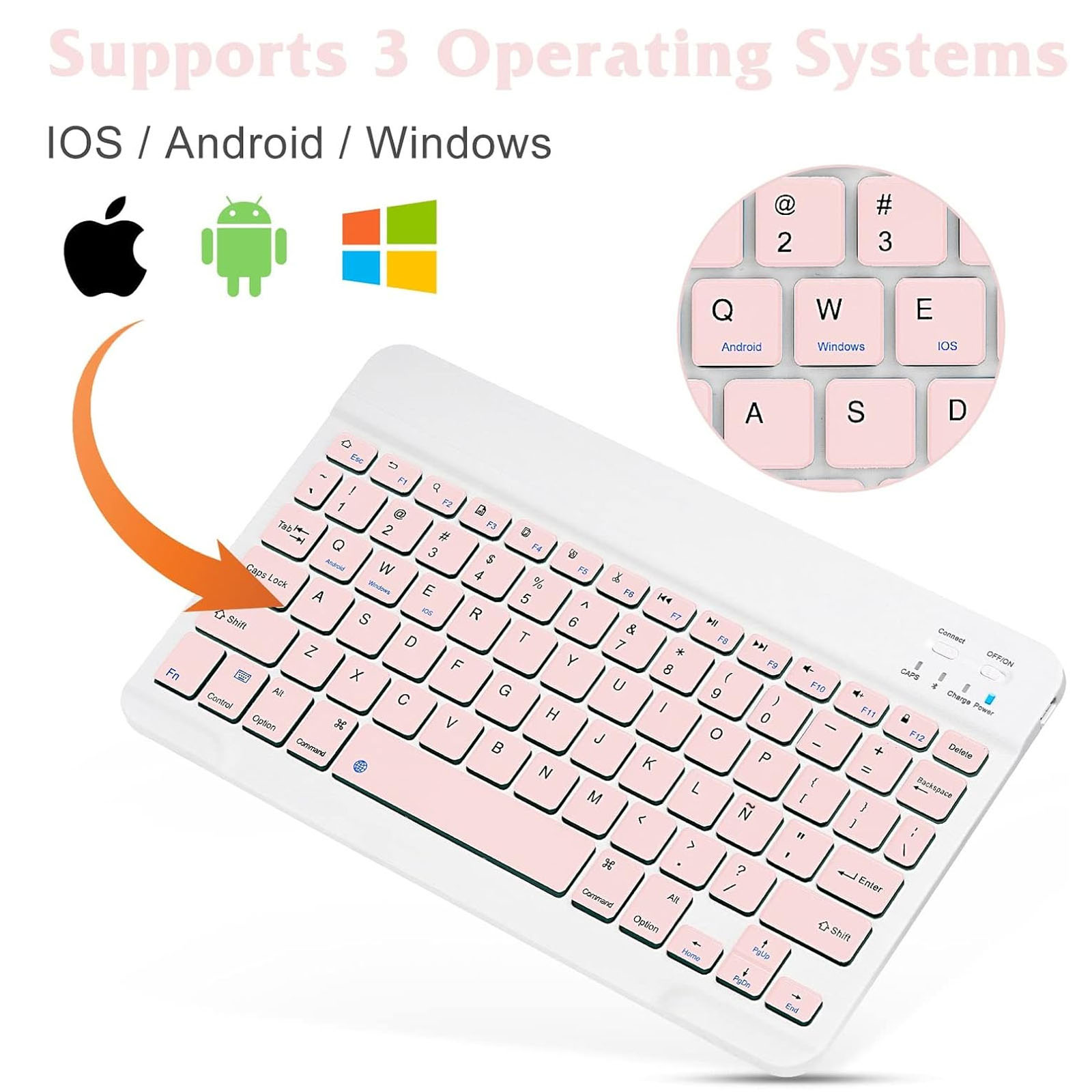 COMBO TECLADO MOUSE BLUETOOTH ESPAÑOL CON Ñ RECARGABLE ROSA - 3