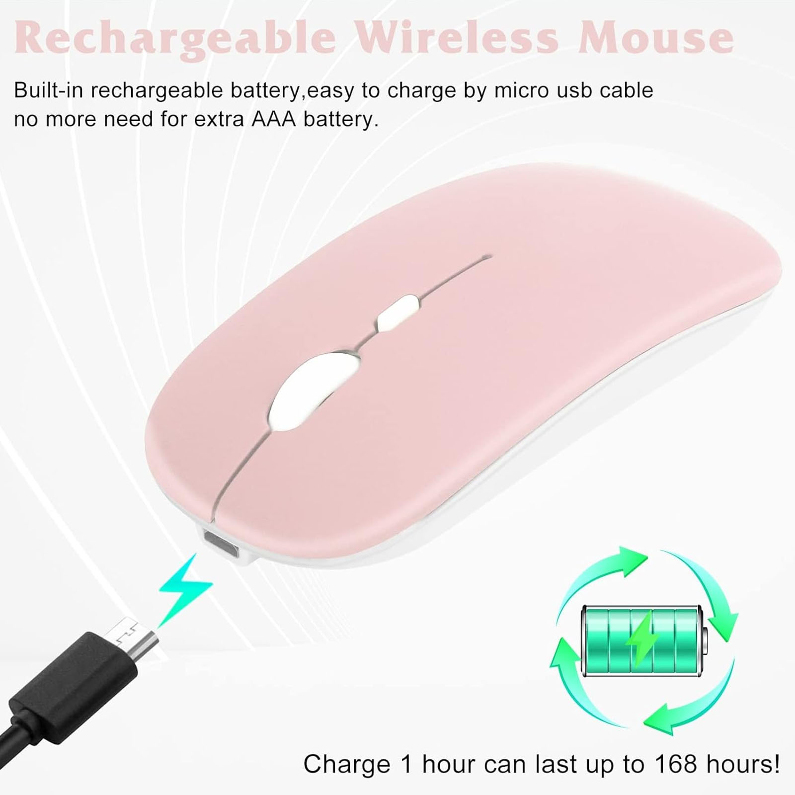 COMBO TECLADO MOUSE BLUETOOTH ESPAÑOL CON Ñ RECARGABLE ROSA - 4