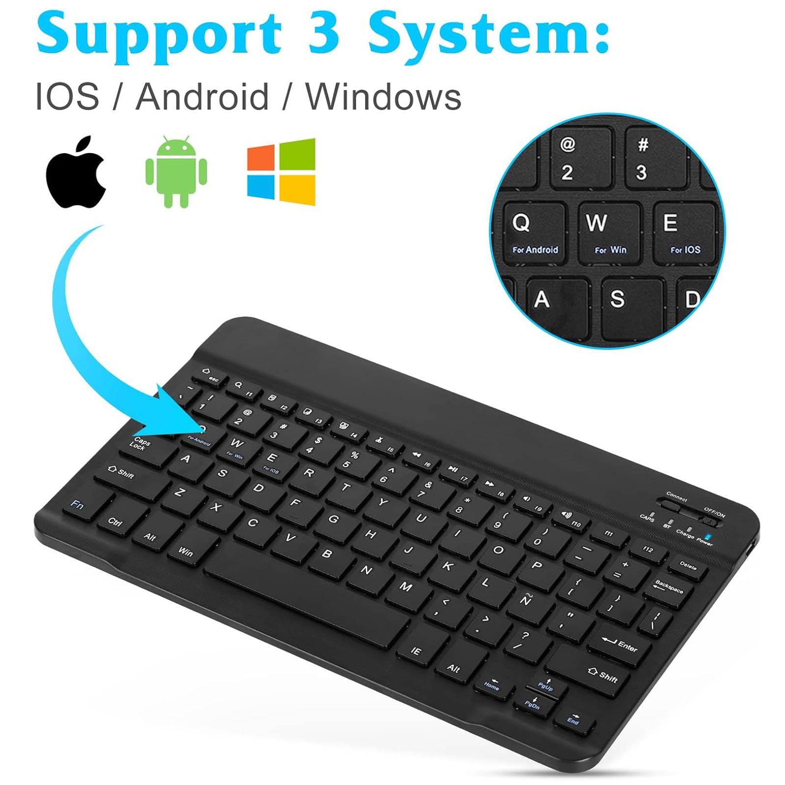 COMBO TECLADO MOUSE BLUETOOTH ESPAÑOL CON Ñ RECARGABLE NEGRO - 3