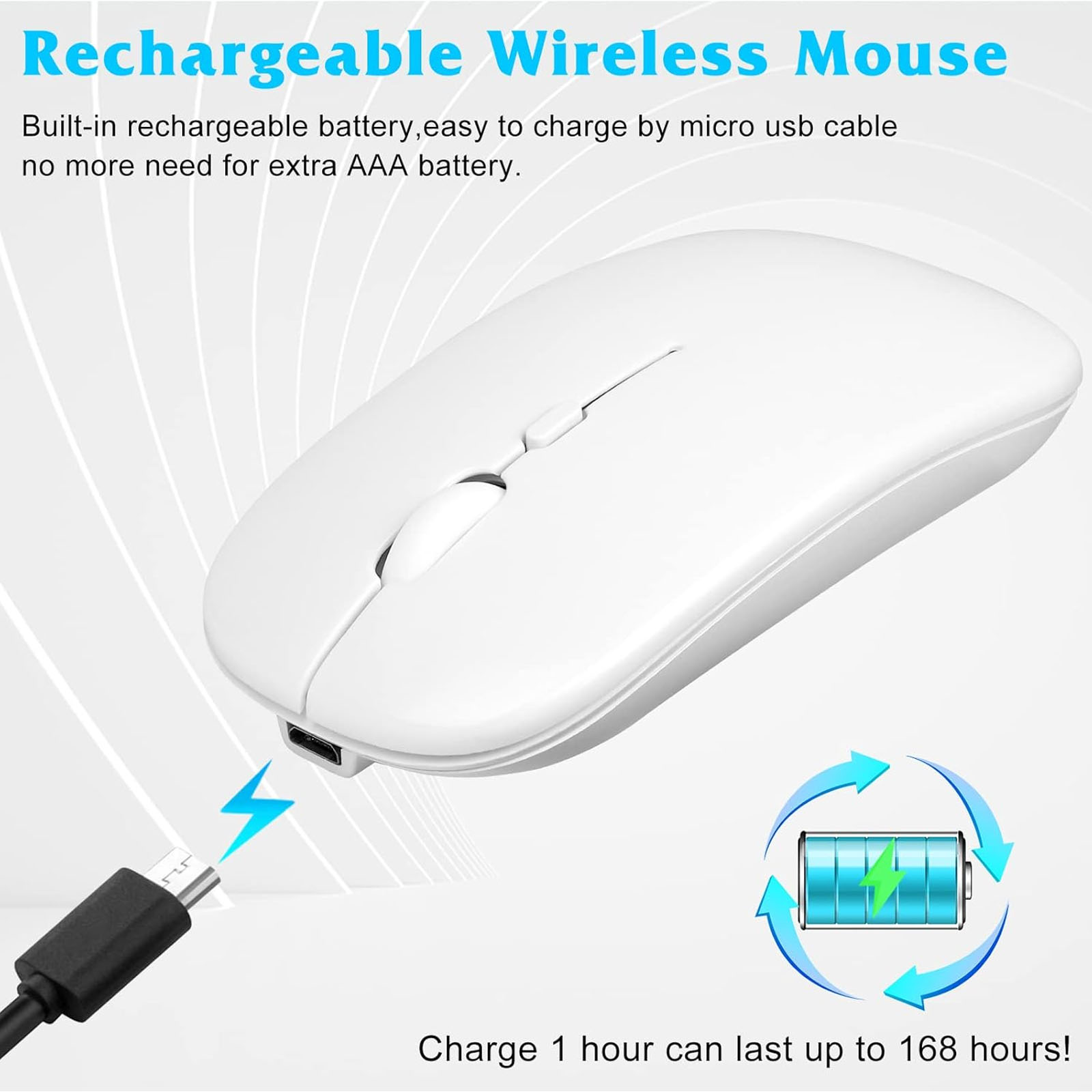 COMBO TECLADO MOUSE BLUETOOTH ESPAÑOL CON Ñ RECARGABLE BLANCO - 4