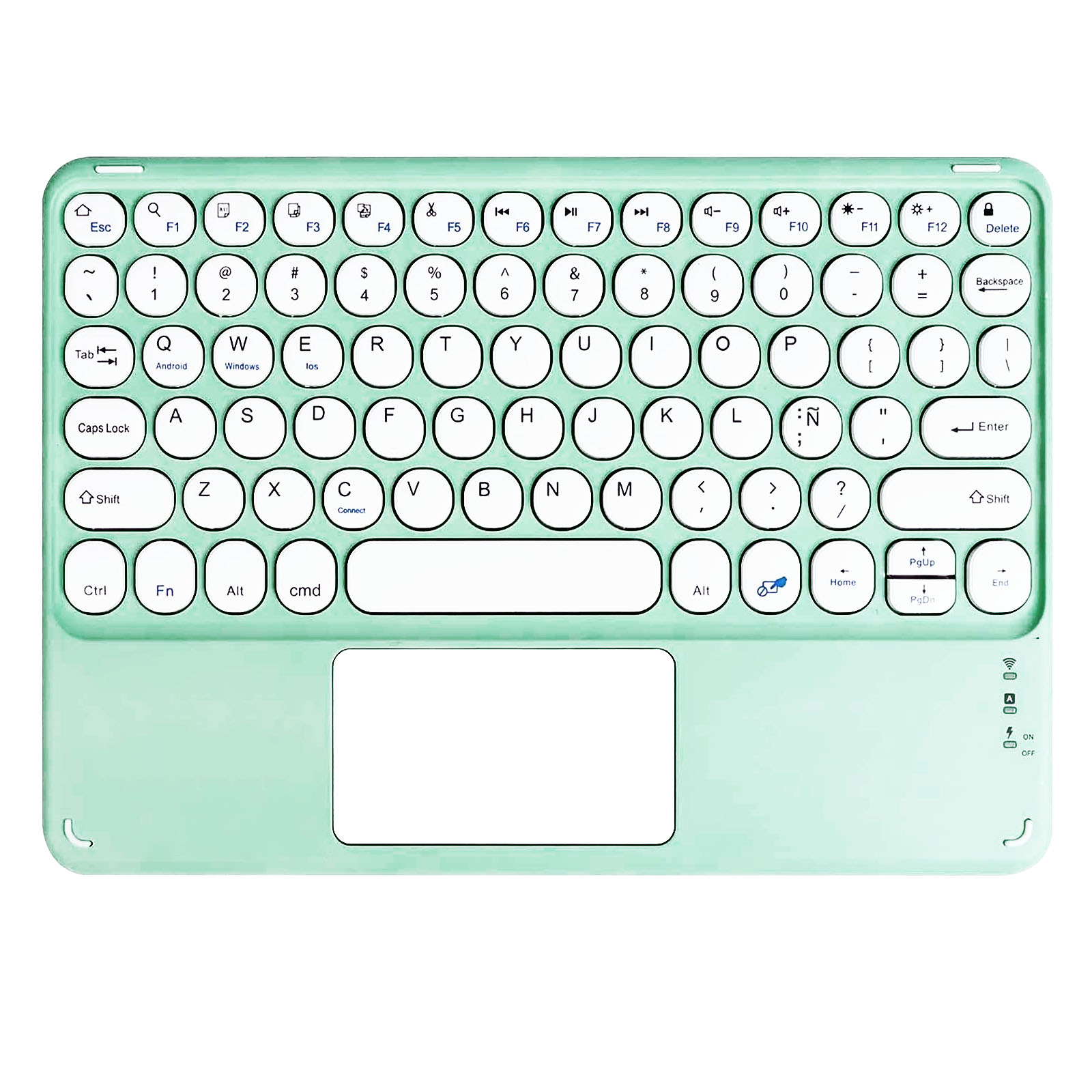 TECLADO INALAMBRICO BLUETOOTH TOUCHPAD ESPAÑOL Ñ RECARGABLE TURQUESA - 1