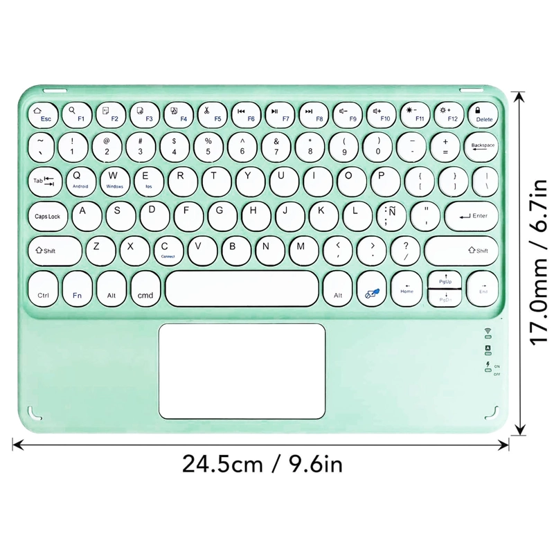 TECLADO INALAMBRICO BLUETOOTH TOUCHPAD ESPAÑOL Ñ RECARGABLE TURQUESA - 2