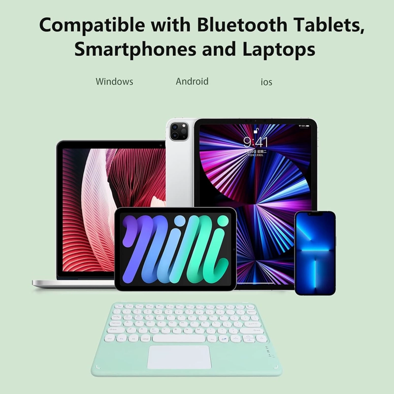 TECLADO INALAMBRICO BLUETOOTH TOUCHPAD ESPAÑOL Ñ RECARGABLE TURQUESA - 3