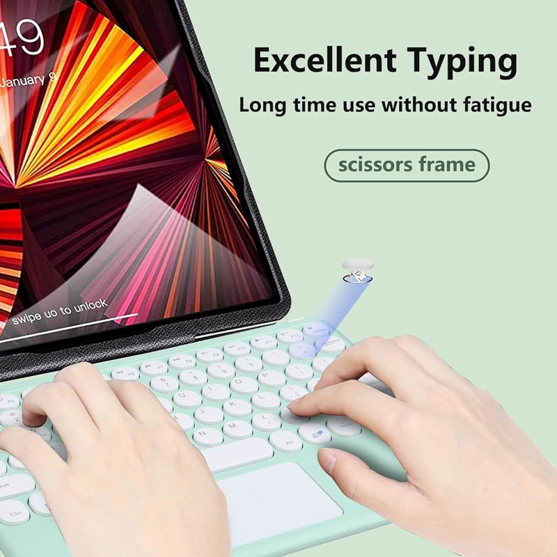 TECLADO INALAMBRICO BLUETOOTH TOUCHPAD ESPAÑOL Ñ RECARGABLE TURQUESA - 4