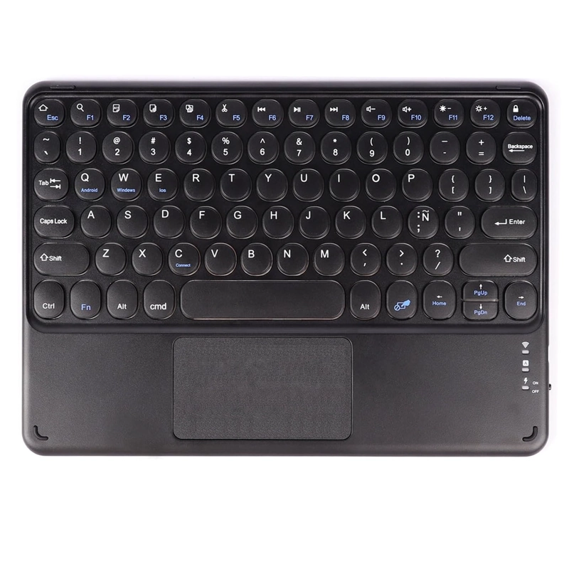 TECLADO INALAMBRICO BLUETOOTH TOUCHPAD ESPAÑOL Ñ RECARGABLE NEGRO - 1