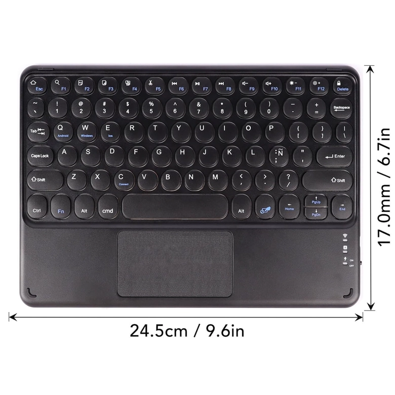 TECLADO INALAMBRICO BLUETOOTH TOUCHPAD ESPAÑOL Ñ RECARGABLE NEGRO - 2
