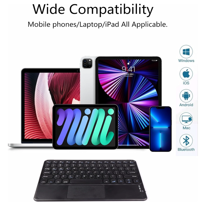 TECLADO INALAMBRICO BLUETOOTH TOUCHPAD ESPAÑOL Ñ RECARGABLE NEGRO - 4