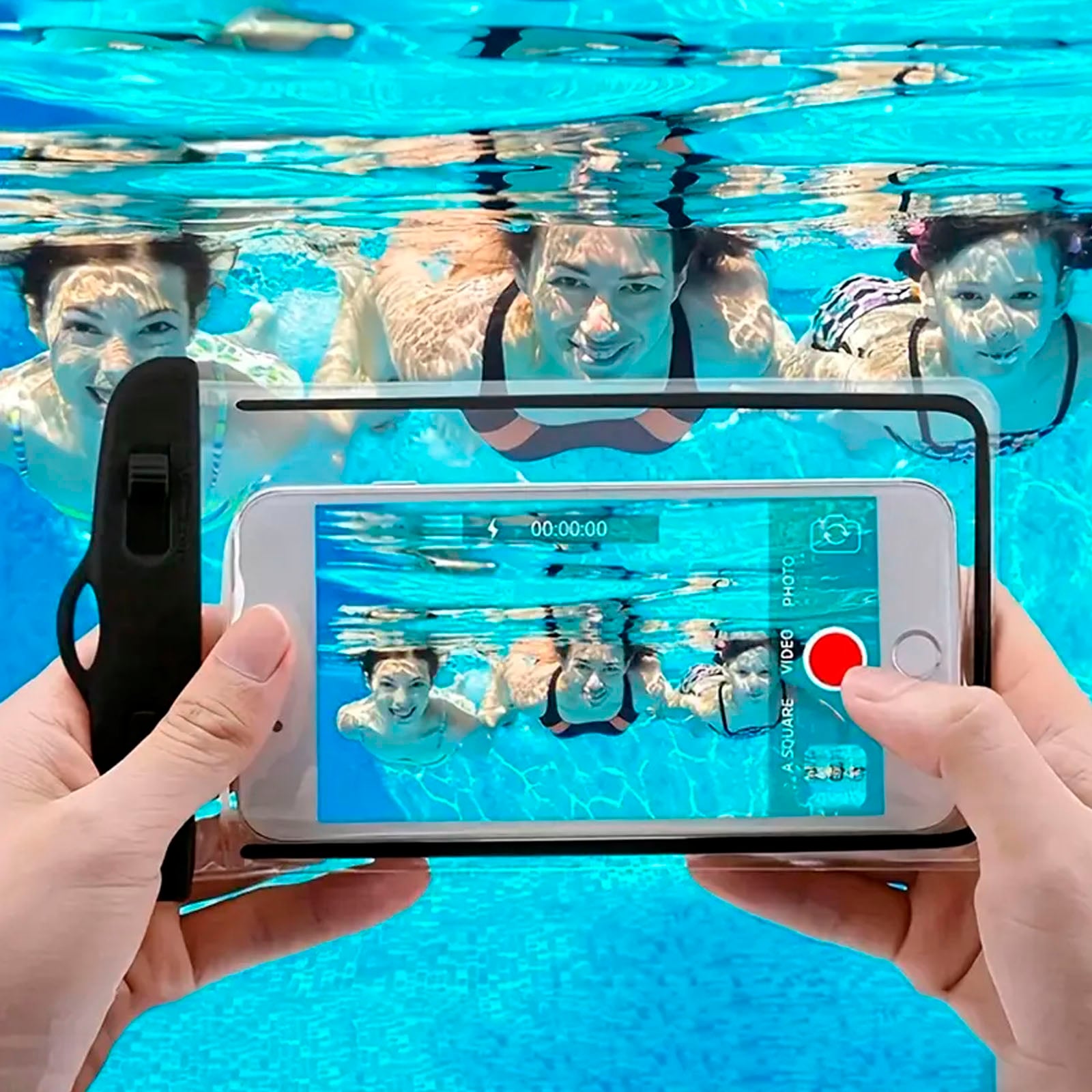 FUNDA IMPERMEABLE PARA TELEFONO SUMERGIBLE EN AGUA ROSA - 3