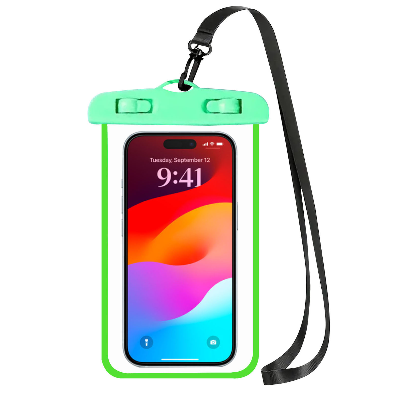 FUNDA IMPERMEABLE PARA TELEFONO SUMERGIBLE EN AGUA TURQUESA - 1