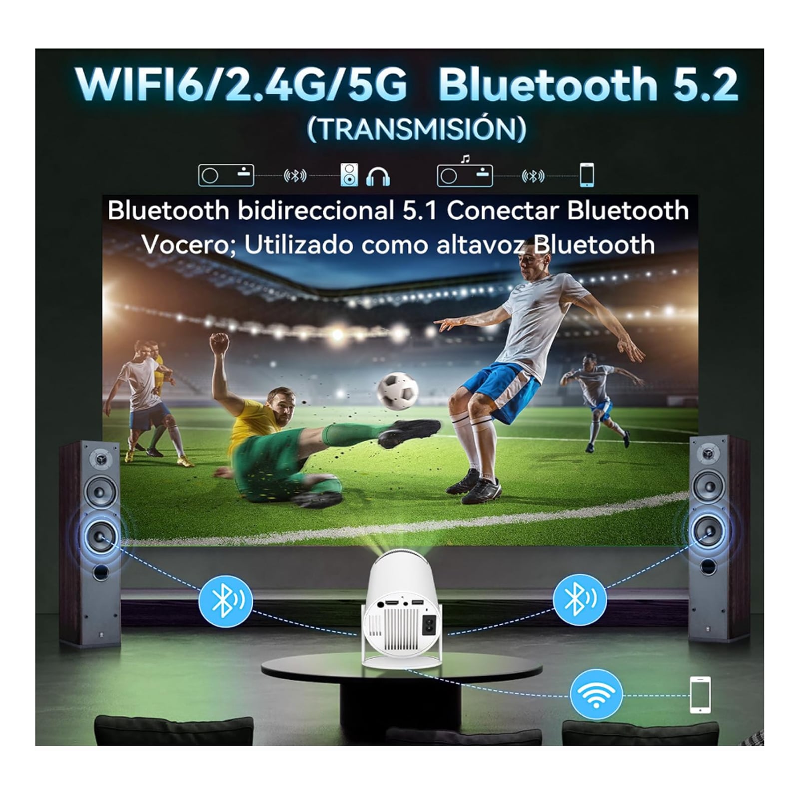 PROYECTOR JOIGO PORTÁTIL MINI HY300PRO ULTRA HD 4K WIFI BLUETOOTH - 4