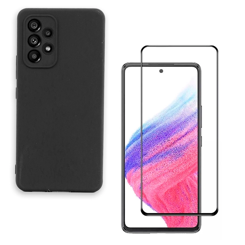 CARCASA COMPATIBLE CON SAMSUNG A33 5G + LAMINA DE VIDRIO NEGRO - 1