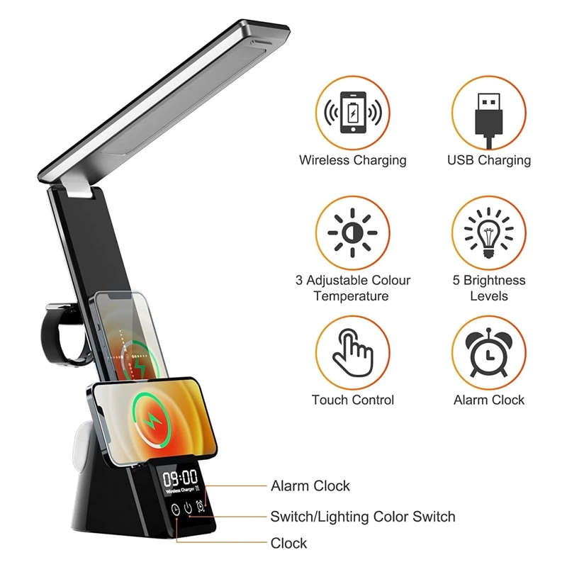 ESTACION BASE DE CARGA INALAMBRICA CON LAMPARA 15W 3EN1 TL66 - 3