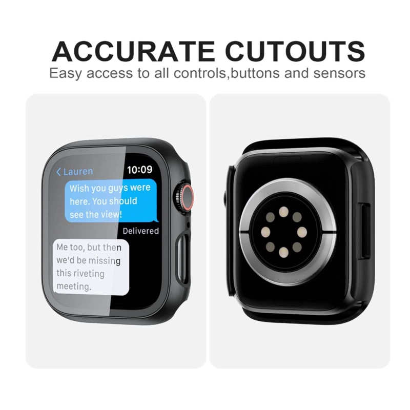 CARCASA PROTECTOR CON LAMINA COMPATIBLE CON APPLE WATCH 38MM NEGRO - 5