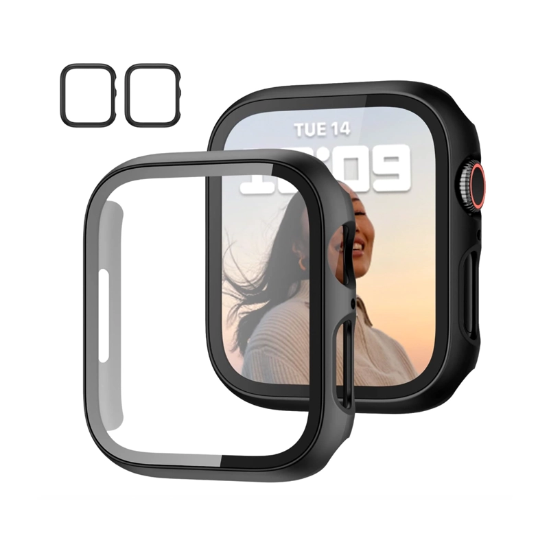 CARCASA PROTECTOR CON LAMINA COMPATIBLE CON APPLE WATCH 40MM NEGRO - 1