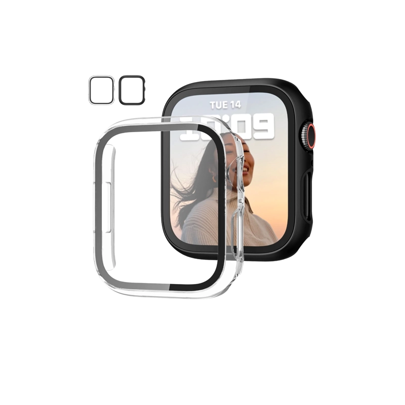 CARCASA PROTECTOR CON LAMINA COMPATIBLE CON APPLE WATCH 42MM TRANSAPARENTE - 1