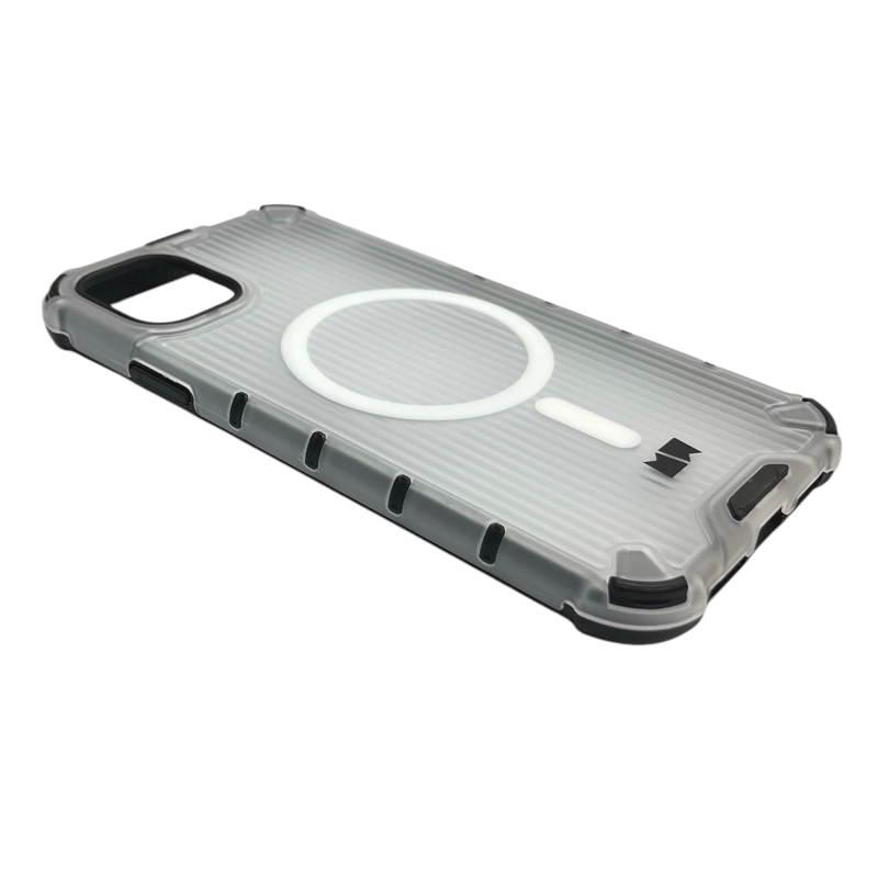 CARCASA FUNDA COMPATIBLE CON IPHONE 14 MAGSAFE TRANSPARENTE BORDE NEGRO - 2